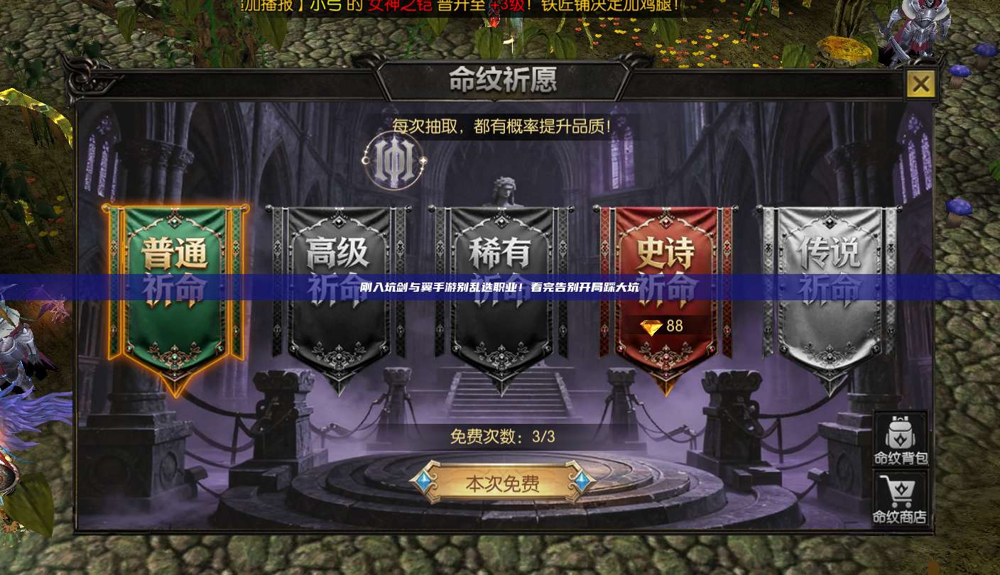 刚入坑剑与翼手游别乱选职业!看完告别开局踩大坑